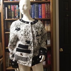 Womens quilted white and black Christmas jacket